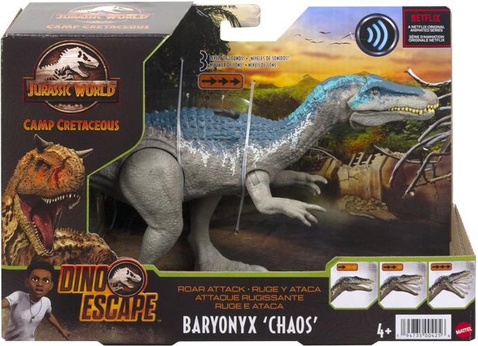 JURASSIC WORLD ROAR ATTACK BARYONYX CHAOS Get ready for more thrills and adventure with Jurassic World Dino Escape! Yes we still have these in stock. Get them now in time for Christmas. Last posting for standard parcels Monday the 20th December. After that date will be offering upgraded posting to get your parcels in time!
